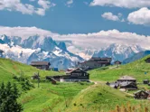 Alps and chalet homes in Villars. 